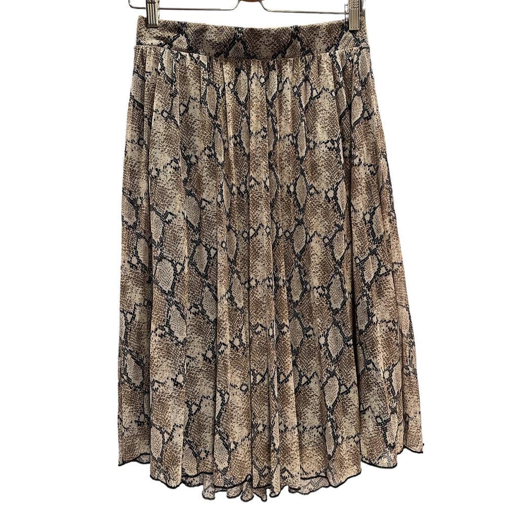Mike & Joey Python Snake Print Pull On Skirt Sz M Cream Tan Black Brown Classic